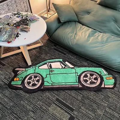 Cartoon Car Shaped Rug for Living Room, 1 Count Non-slip Bedside Home Carpet, Decorative Floor Mat for Home Decor, Rugs for L...