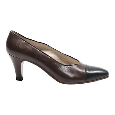 CHANEL Pump Heels Brown Leather Womens UK 6