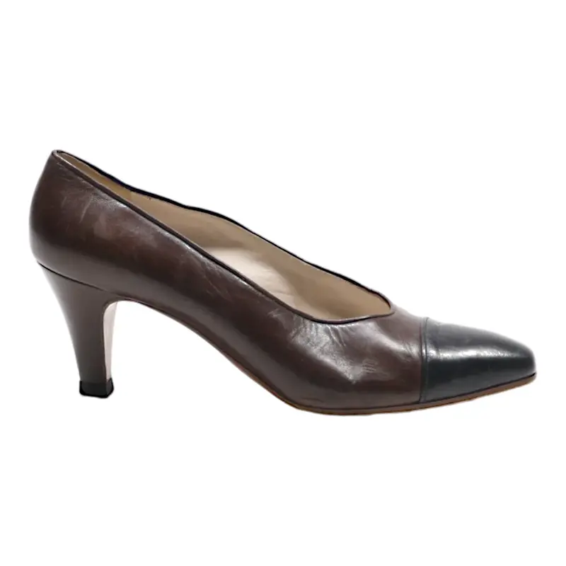 CHANEL Pump Heels Brown Leather Womens UK 6