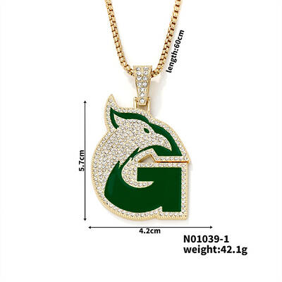 Hip-hop Style Alloy Crystal Rhinestone Eagle Animal Alphabet G Pendant Necklaces