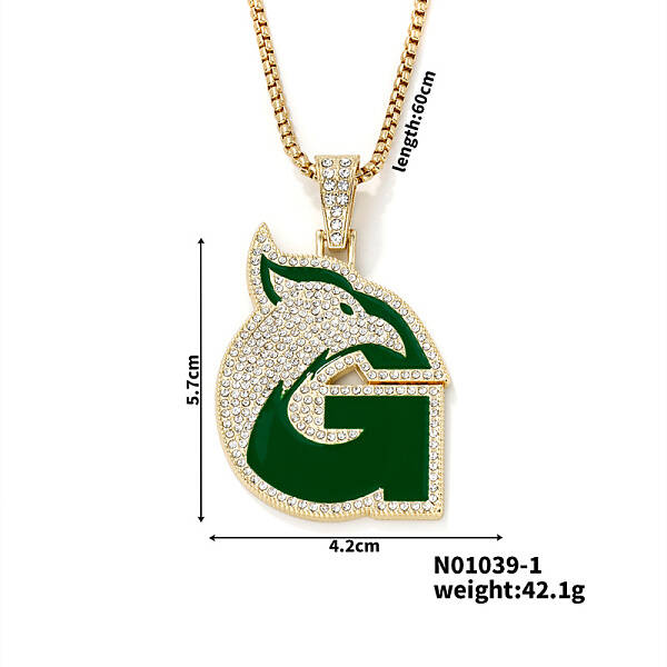 Hip-hop Style Alloy Crystal Rhinestone Eagle Animal Alphabet G Pendant Necklaces