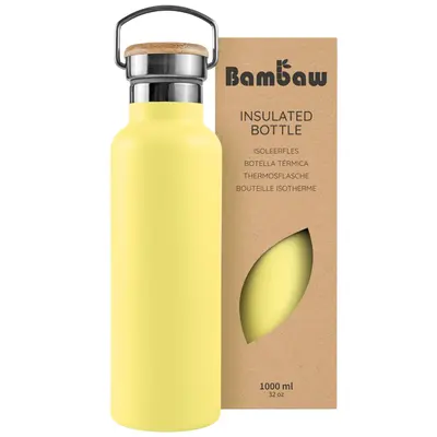 Bambaw Stainless Steel Thermos 1000ml Yellow Bundle