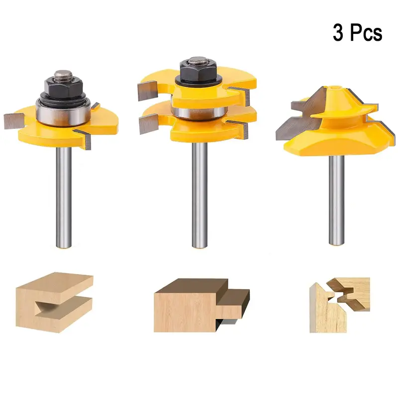 1/4 Inch Shank Wood Milling Cutter Bits, T-shaped Woodworking Tools, T-shaped Joint Cutter for Woodworking, DIY, Home, Office