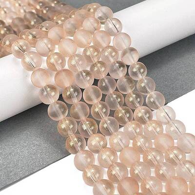 Frosted Transparent Glass Bead Strands