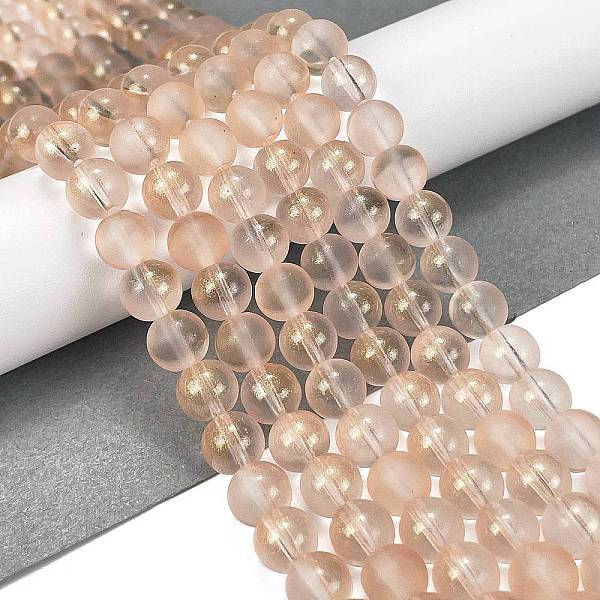 Frosted Transparent Glass Bead Strands