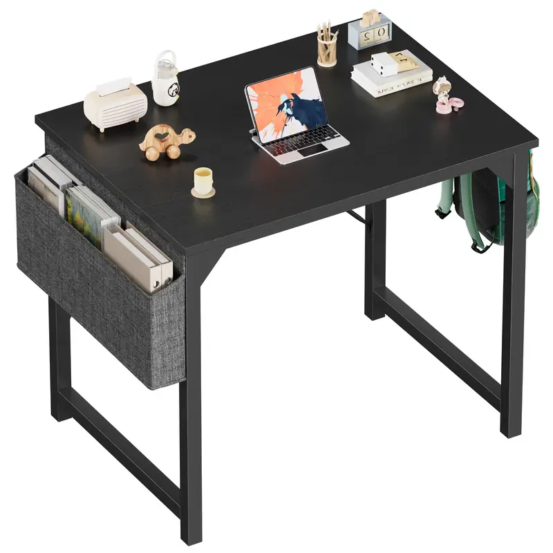 HOMALL 32 inch Computer Desk Modern Simple Style Woodern Table with Storage Bag and Hook for Home, Office, Study, Writing