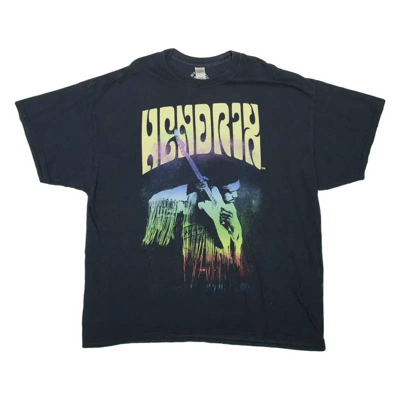 AUTHENTIC HENDRIX Jimi Hendrix Mens Band T-Shirt Black Crew Neck 2XL