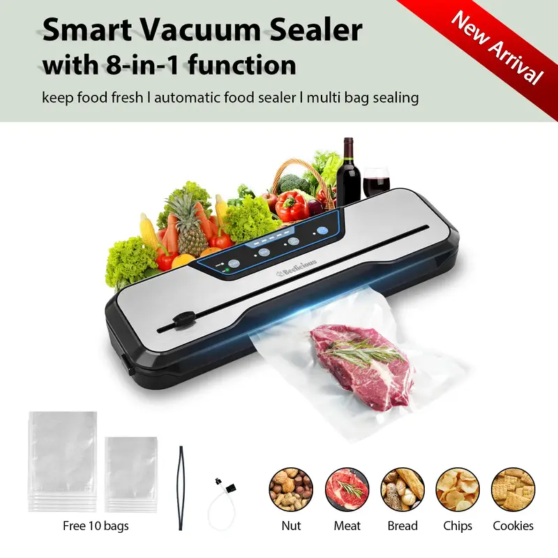 Vacuum Sealer Machine, with Starter Kit and 2-Year Warranty, Beelicious Automatic Air Sealing for Food Storage, Build-in Cutt...