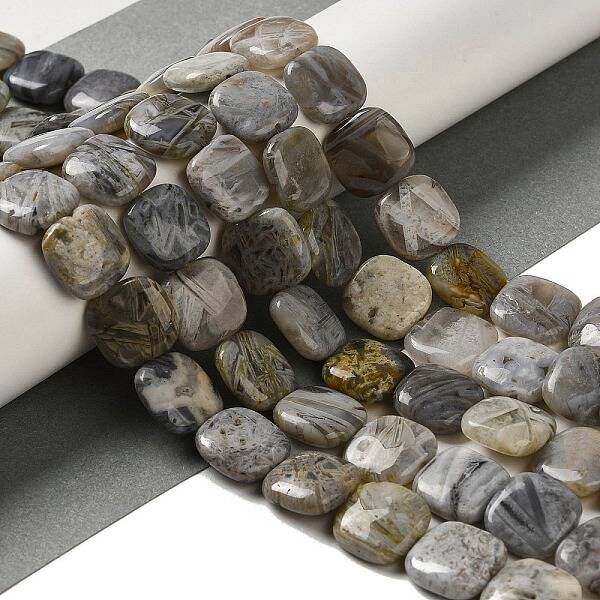 Natural Bamboo Leaf Agate Beads Strands