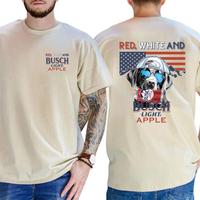 Busch Light Apple Unisex 2 Sides TShirt - Bapple Patriotic Dog With Beers Can Graphic Tee, Fun&Bold Tee For Beer Lovers, 4th ...