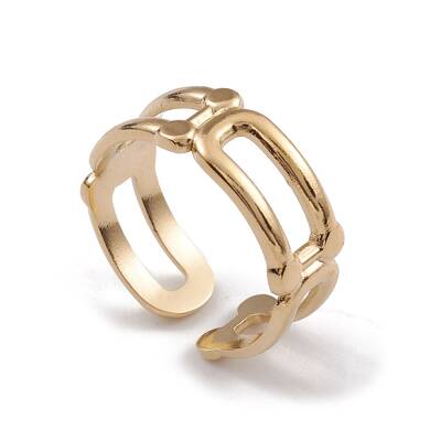 Ion Plating(IP) 304 Stainless Steel Hollow Out Oval Wrap Open Cuff Rings for Women