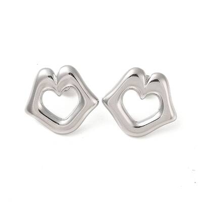 Non-Tarnish Lip 304 Stainless Steel Stud Earrings for Women