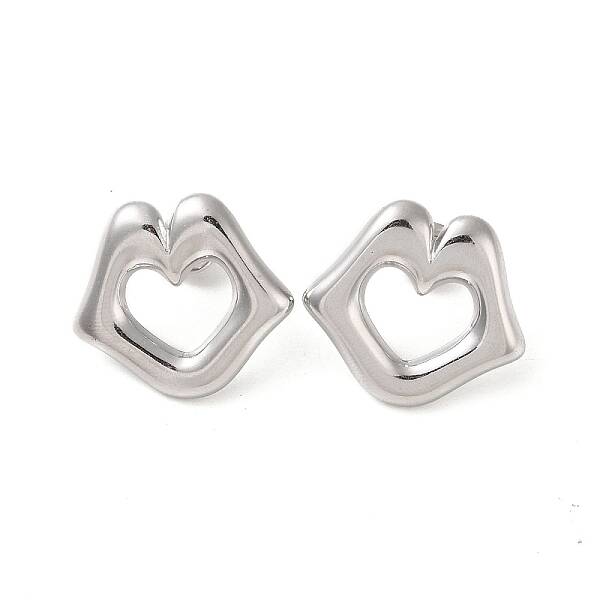 Non-Tarnish Lip 304 Stainless Steel Stud Earrings for Women