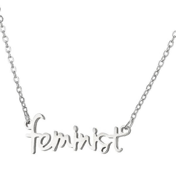 Non-Tarnish 201 Stainless Steel Word Feminist Pendant Necklace