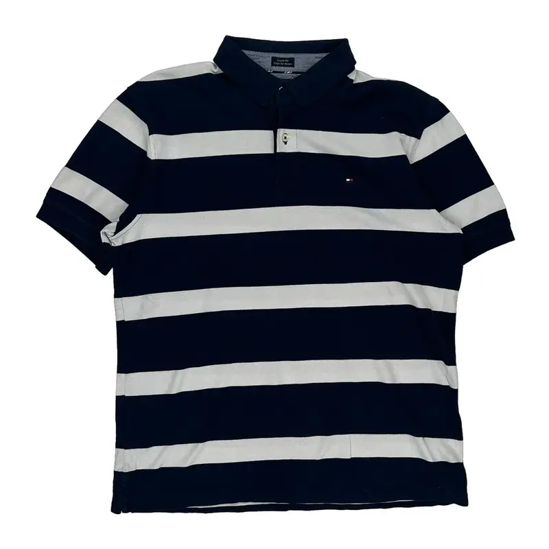 Tommy Hilfiger Striped Polo Shirt - XL Navy Cotton