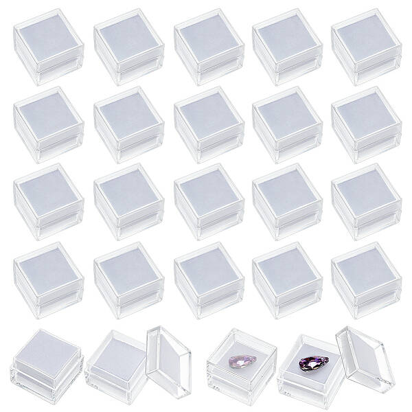 24Pcs Square Transparent Plastic Loose Diamond Box