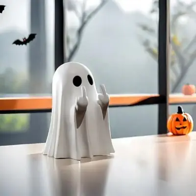 Ghost Design Ornament, Cute Ghost Decoration, Spooky Resin Sculpture, Halloween Decoration for Indoor and Porch Decor