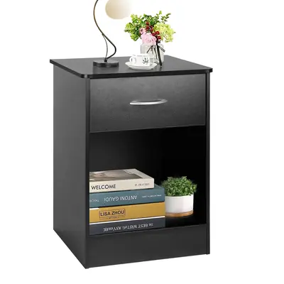 VOWNER Nightstand With Drawer and shelf
