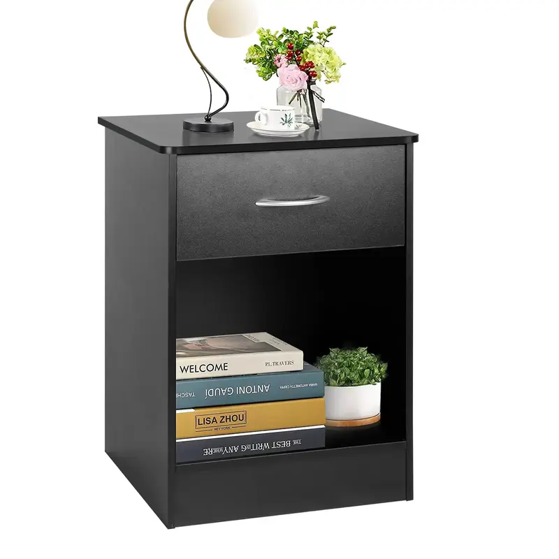 VOWNER Nightstand With Drawer and shelf