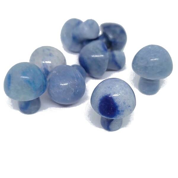 Dyed & Heated Natural Blue Aventurine Healing Mushroom Figurines