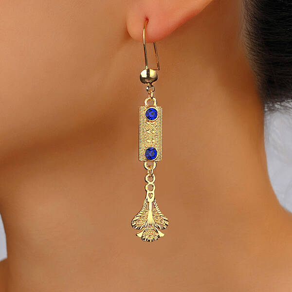 Fashionable Classic Brass Fan Dangle Earrings for Women