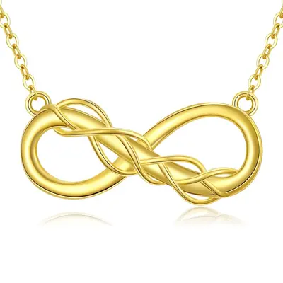 14K Gold Ivy & Infinity Symbol Necklace for Women