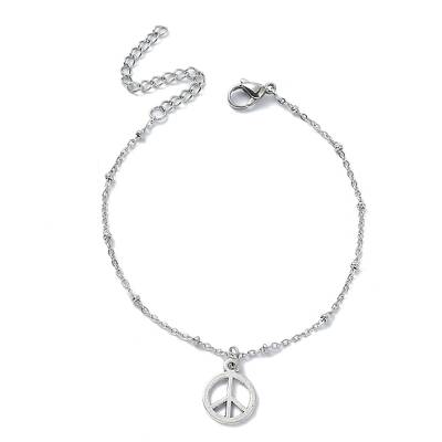 Alloy Peace Sign Charm Bracelet