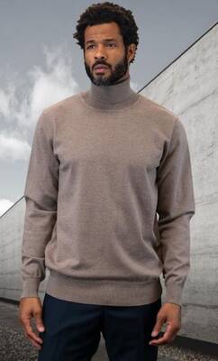 Mens Sweater Tan - Wool