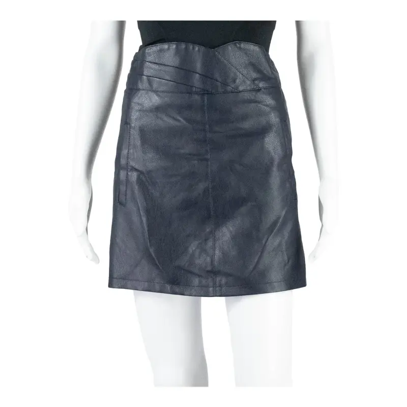 VERA MODA Faux Leather Womens Straight Skirt Blue Short S