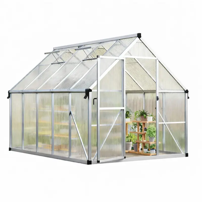 Garvee 8'X10' Silver Large Enhanced Aluminum Greenhouses Kit for Outdoors, Aluminum-Framed Polycarbonate Greenhouse, Heavy Du...