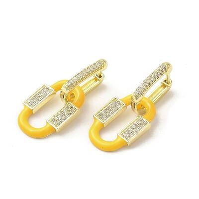 Oval Real 18K Gold Plated Brass Dangle Hoop Earrings