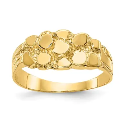 14K Yellow Solid Gold Nugget Ring
