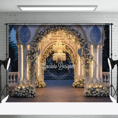 Night Floral Pavilion Birthday Cake Smash Backdrop - Aperturee