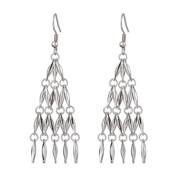Non-Tarnish 304 Stainless Steel Bar Link Chain Dangel Earrings