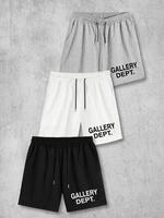 Men's Letter Print Shorts, Casual Comfy Breathable Shorts for Daily Wear, Mens Bottoms for All Seasons