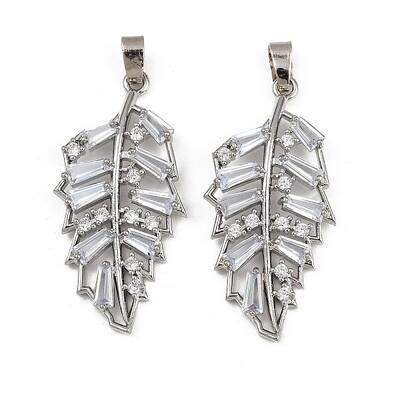 Rack Plating Brass Clear Cubic Zirconia Pendants