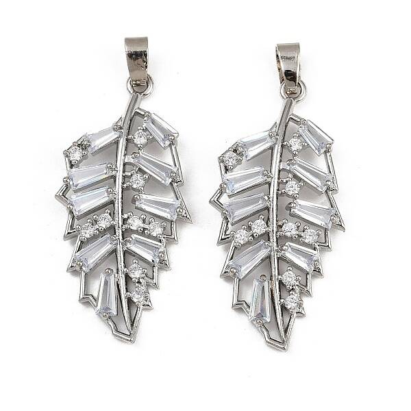 Rack Plating Brass Clear Cubic Zirconia Pendants