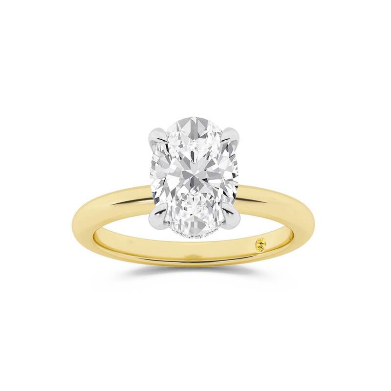 Fez Lab Grown Hidden Halo Oval Shape Diamond Engagement RIng | 18K Yellow Gold 3 5/8ct. tw.