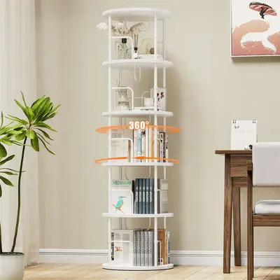 Rotating Bookshelf ¨C White ¨C 5 Tier