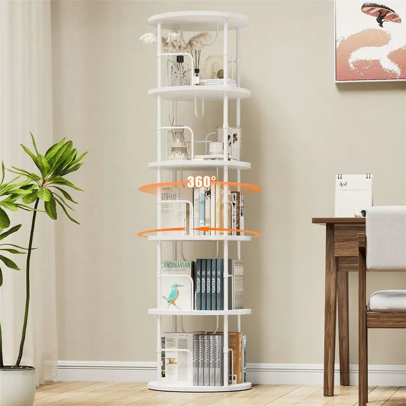 Rotating Bookshelf ¨C White ¨C 5 Tier