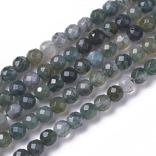 Natural Moss Agate Beads Strands
