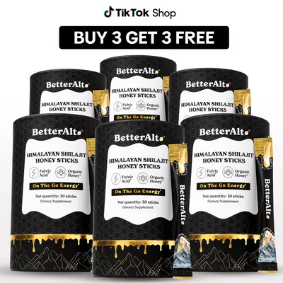 B3G3 Packs of BetterAlt GOLD+ Shilajit Honey Sticks | Caramel, Cinnamon and Classic Flavors | Helps Boost Energy | Lab-Tested...