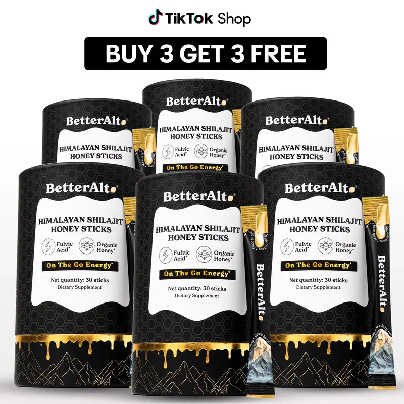 B3G3 Packs of BetterAlt GOLD+ Shilajit Honey Sticks | Caramel, Cinnamon and Classic Flavors | Helps Boost Energy | Lab-Tested...