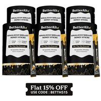 6 Packs of BetterAlt GOLD+ Shilajit Honey Sticks | Caramel, Cinnamon and Classic Flavors | Helps Boost Energy | Lab-Tested fo...
