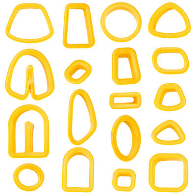 CRASPIRE 18 Styles Polymer Clay Cutters for Earring Making Multi Shape Yellow Cookies Biscuit Cutters Plastic Clays Handmade ...