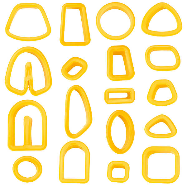 CRASPIRE 18 Styles Polymer Clay Cutters for Earring Making Multi Shape Yellow Cookies Biscuit Cutters Plastic Clays Handmade ...