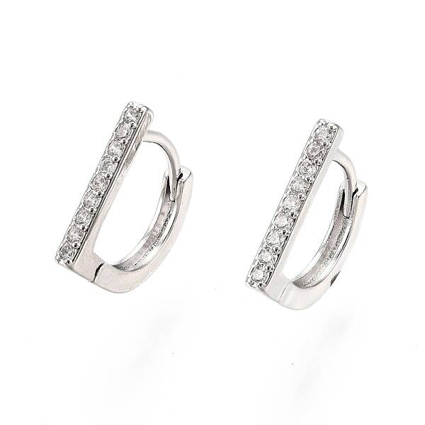 Clear Cubic Zirconia Rectangle Hoop Earrings