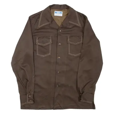 TIME OUT BY FARAH Mens Plain Shirt Brown Long Sleeve L