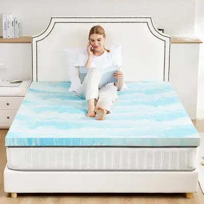 FurnishFlex Memory Foam Cooling Gel Swirl Infused Bed Topper Mattress Topper Breathable Soft Washable King Size Soft Breathab...