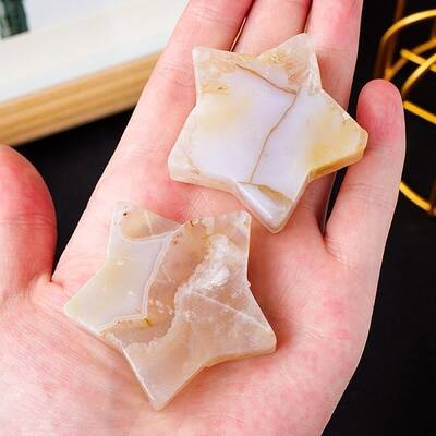 Natural Cherry Blossom Agate Star Healing Stones